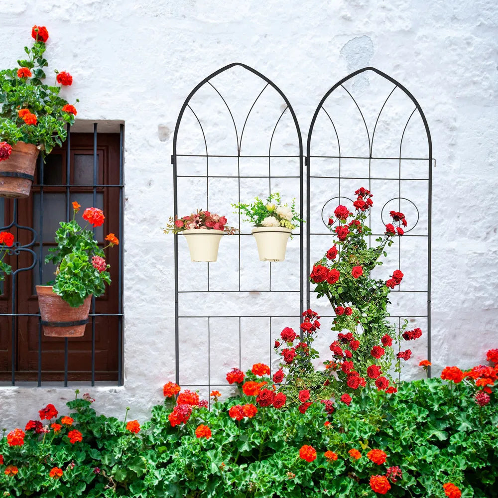 Metal Garden Trellis 78.7" x 19.7" Rustproof Black - 4 Pack