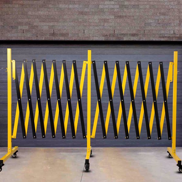 23FT Expandable Metal Barricade with Casters - Traffic & Security Gate for Construction & Outdoor Use