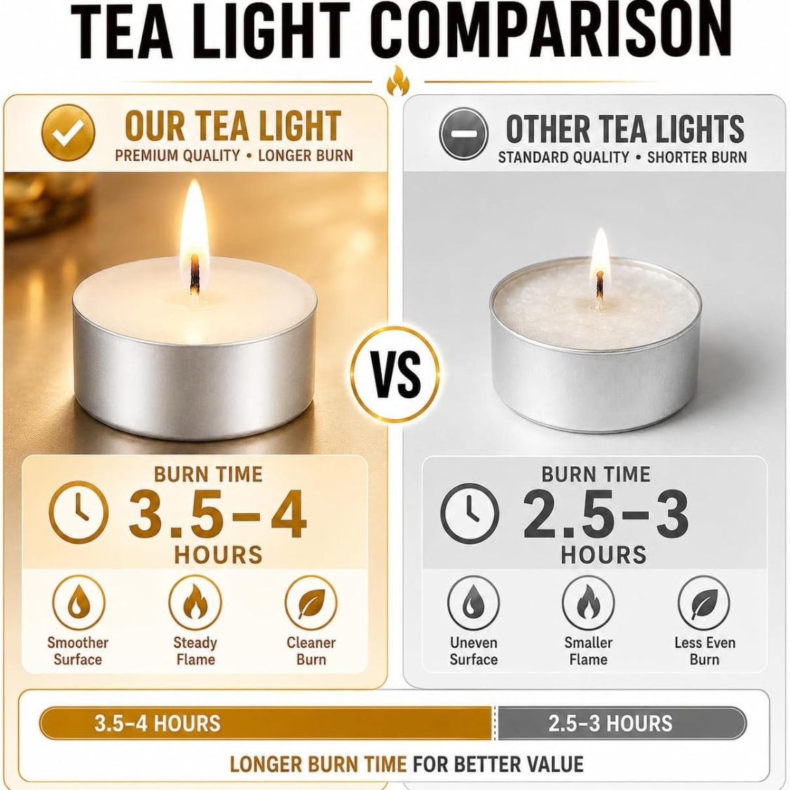 25 Unscented Tea Light Candles - Clean Burning White Votive