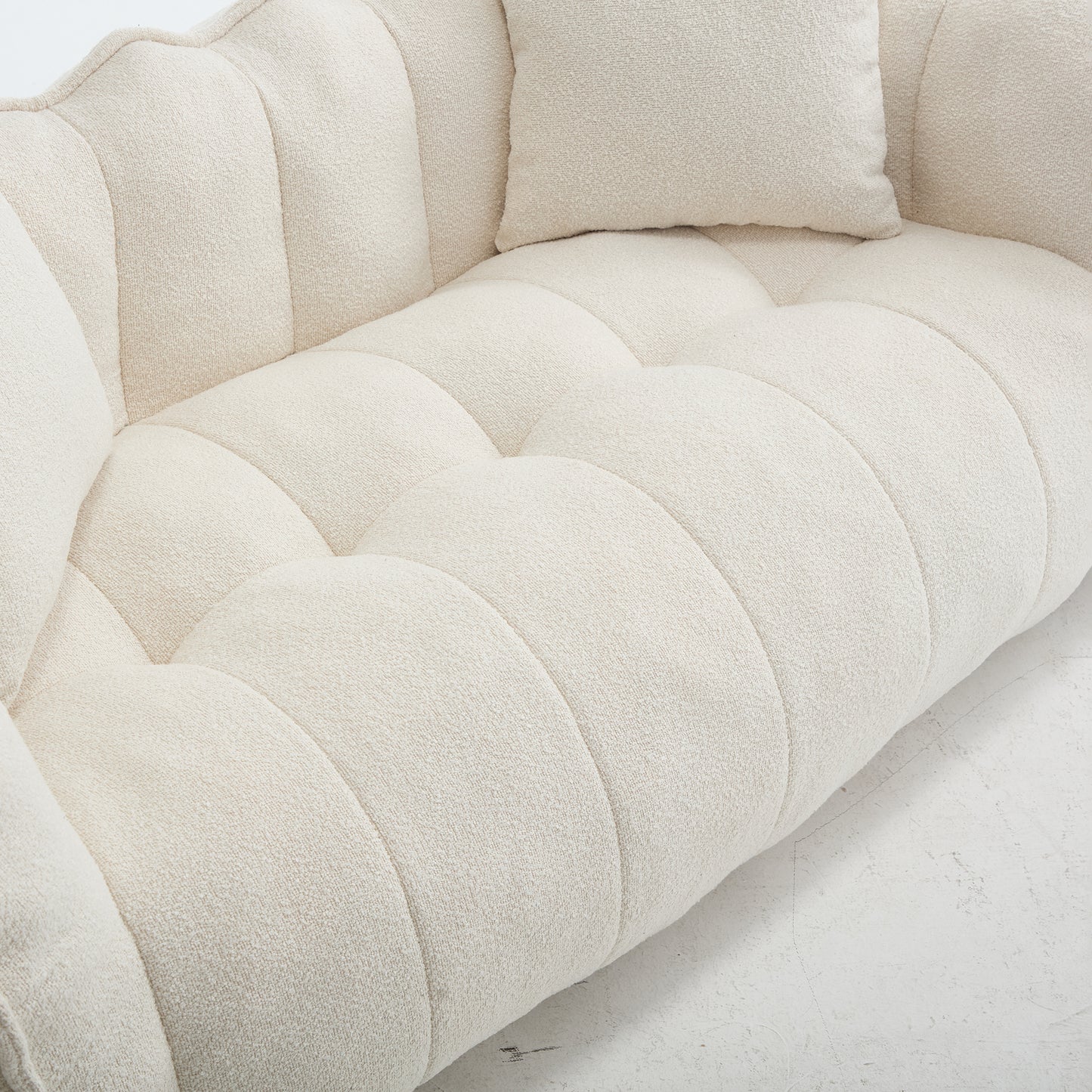 Comfortable Beanbag Chair for Two - Beige Chenille Sofa