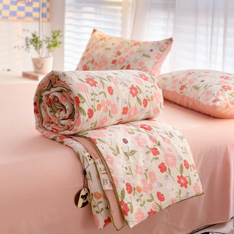 Summer Quilt with Soybean Fiber and Cotton Washable Bedding Set