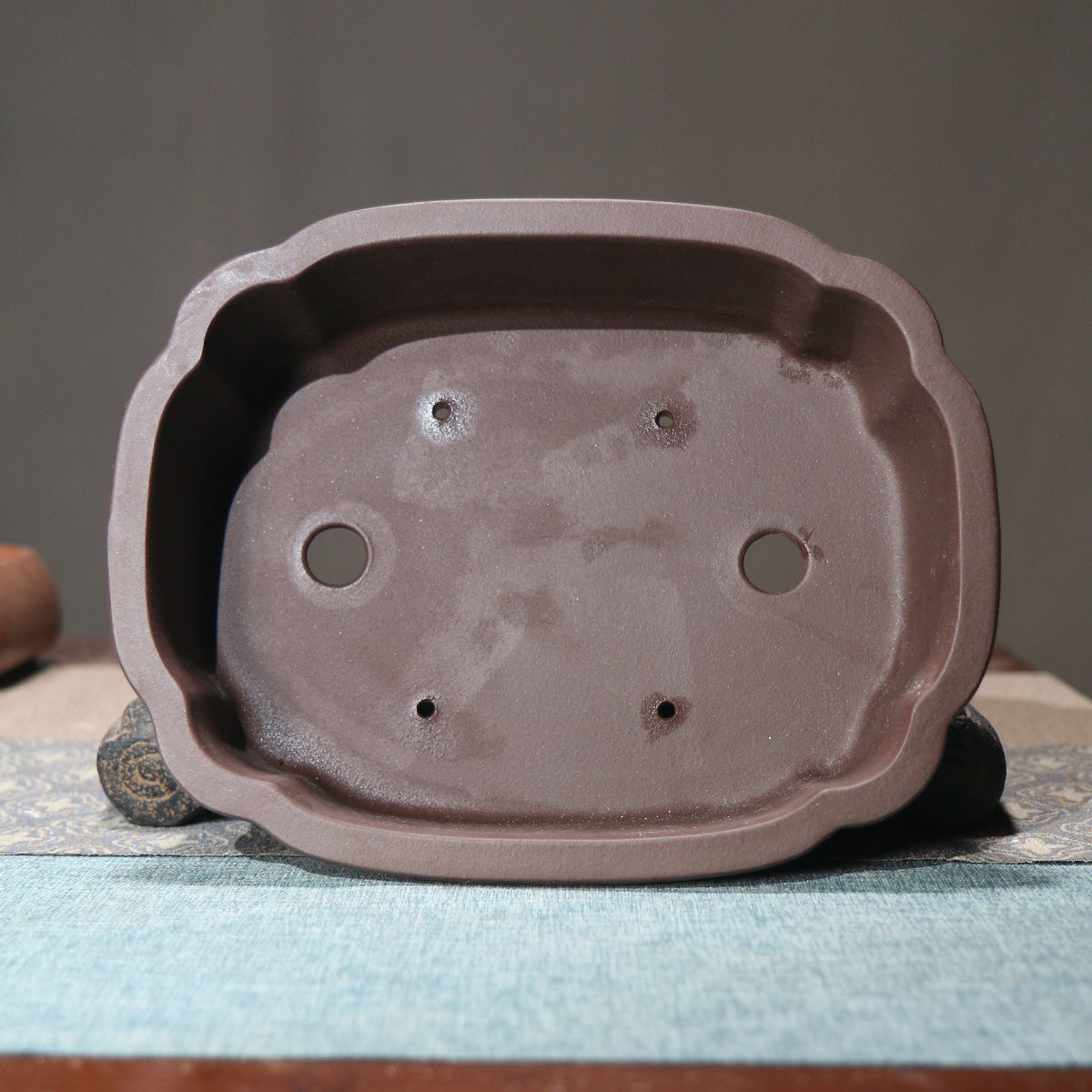 Rectangular Ceramic Flower Pot for Bonsai and Desktop Plants - Purple Sand Finish