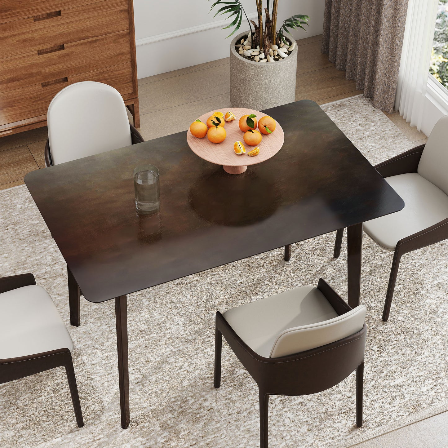 Mid-Century Modern 47.2" Dining Table - Dark Mahogany