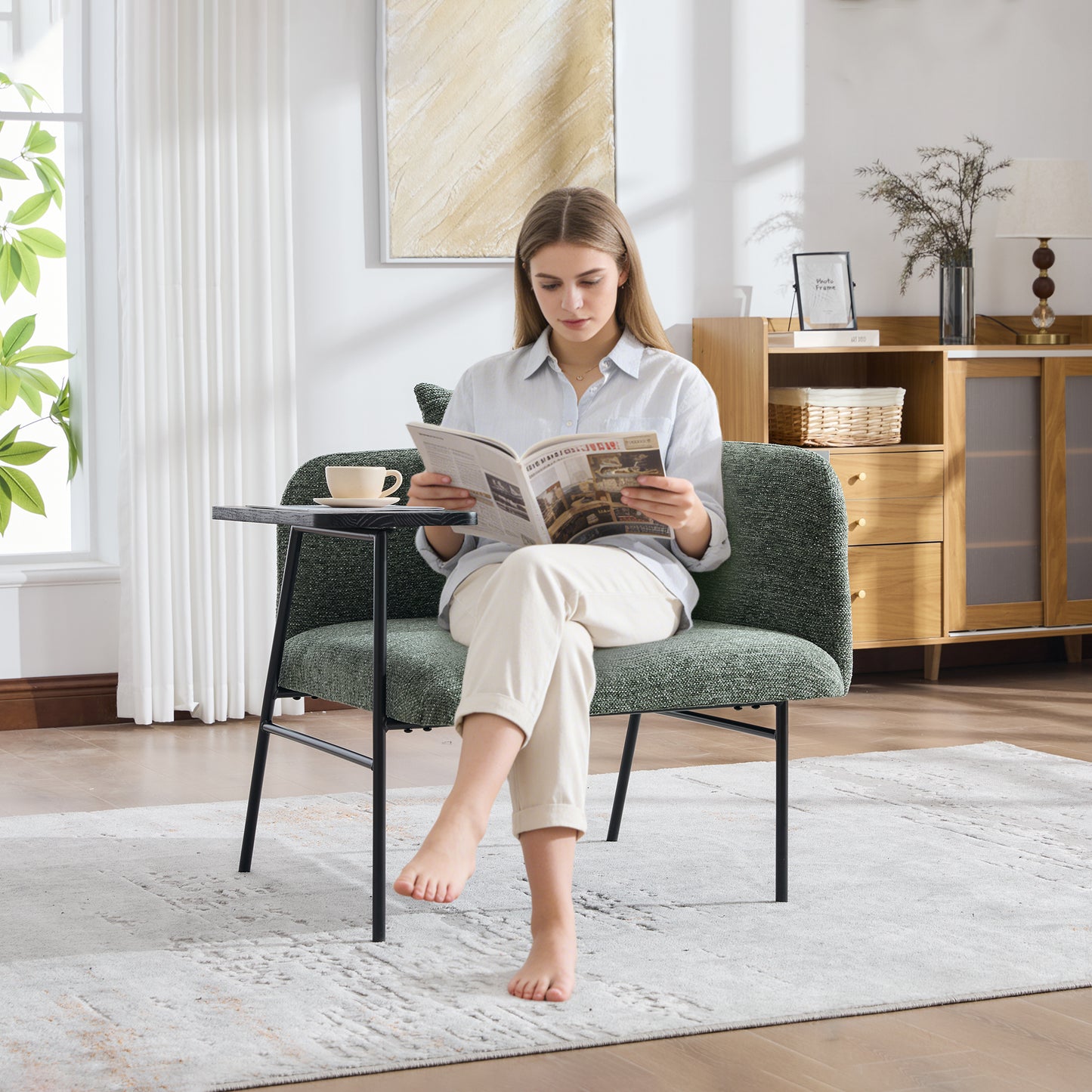 Emerald Leisure Chair with Small Table and Back Pillow