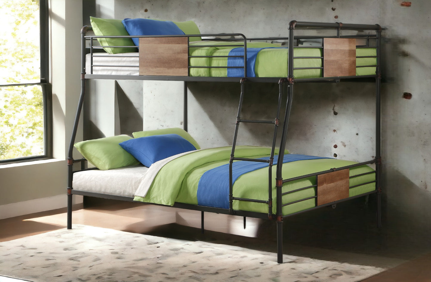 Full XL Queen Bunk Bed - Sandy Black & Dark Bronze Finish