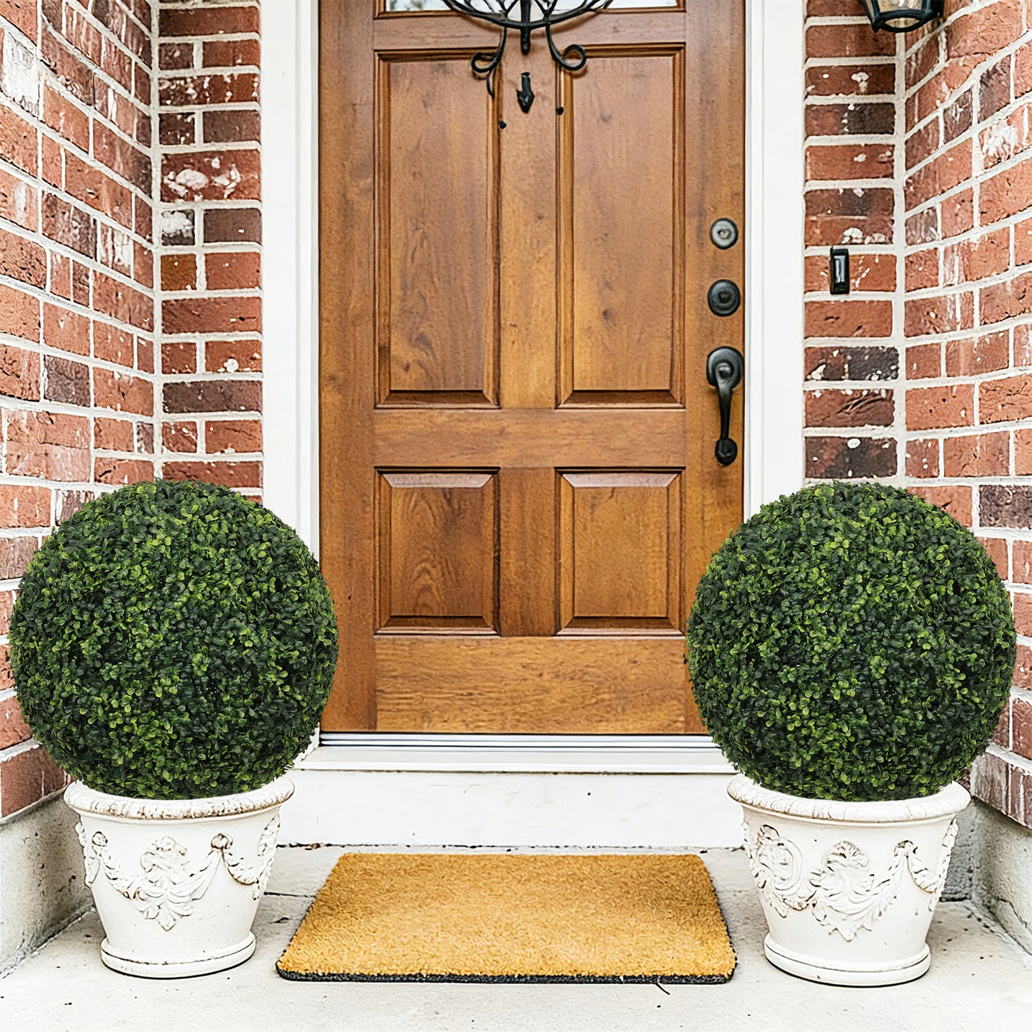 18.5-Inch Artificial Boxwood Topiary Balls - Green, 2 Pcs Set