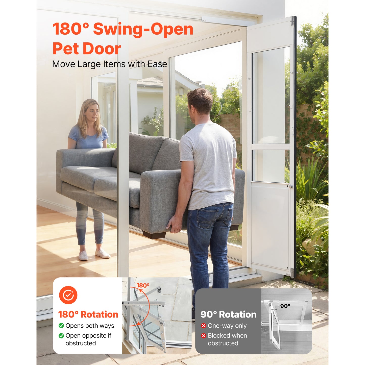 Adjustable Large Dog Door for Sliding Glass Door - Aluminum Frame, Lockable Flap