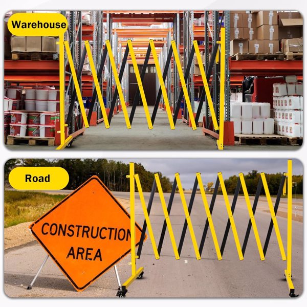 Metal Expandable Barricade 11FT Retractable Safety Fence with Casters
