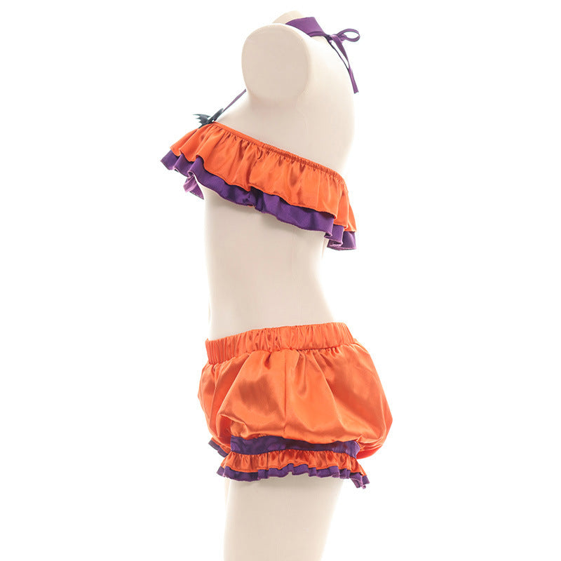 European & American Style Pumpkin Pajama Set for Adults - Cozy Cotton Blend Sleepwear
