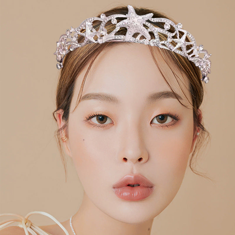 Starfish Alloy Rhinestone Headdress - Silver White