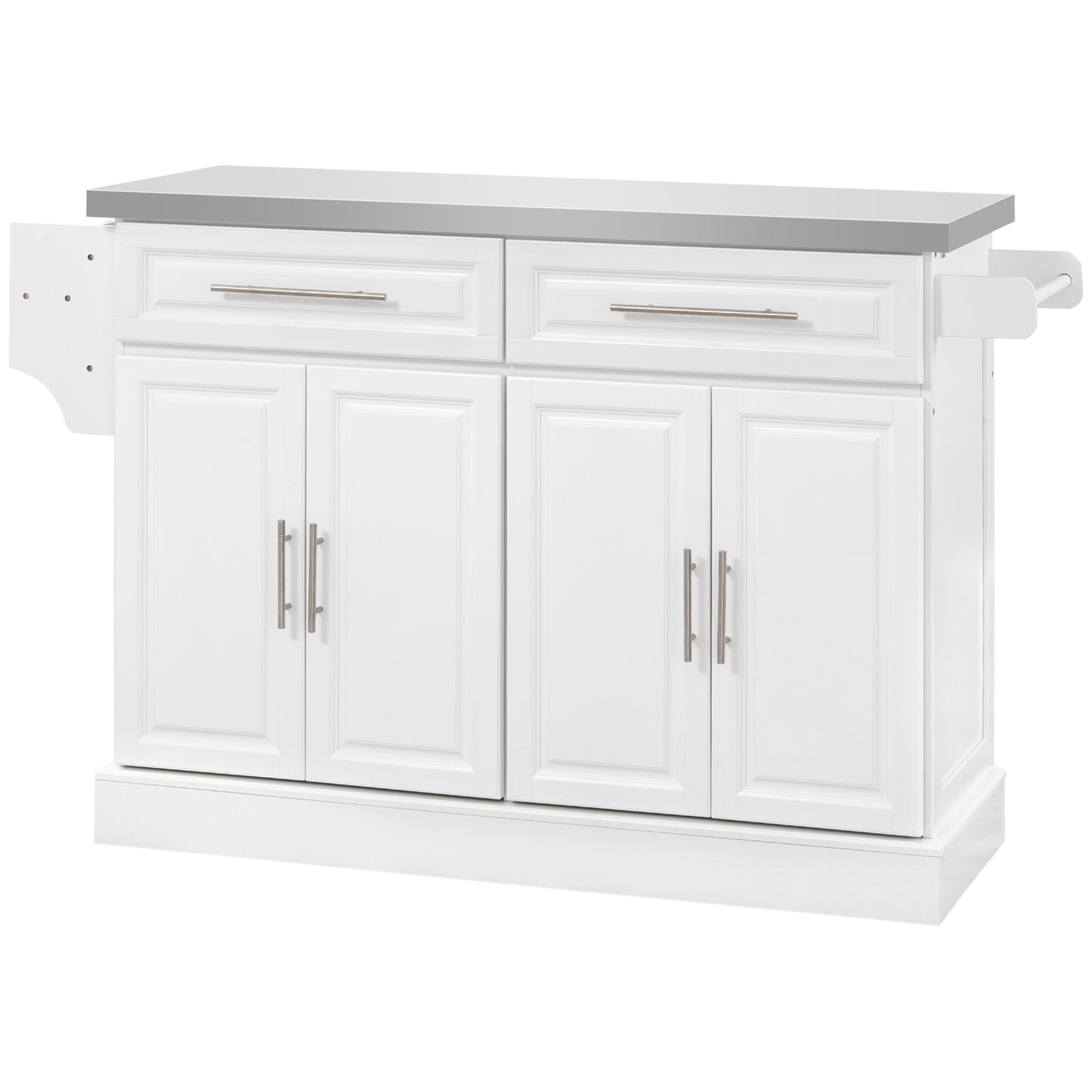Portable Kitchen Island Cart with Stainless Steel Top & Wheels