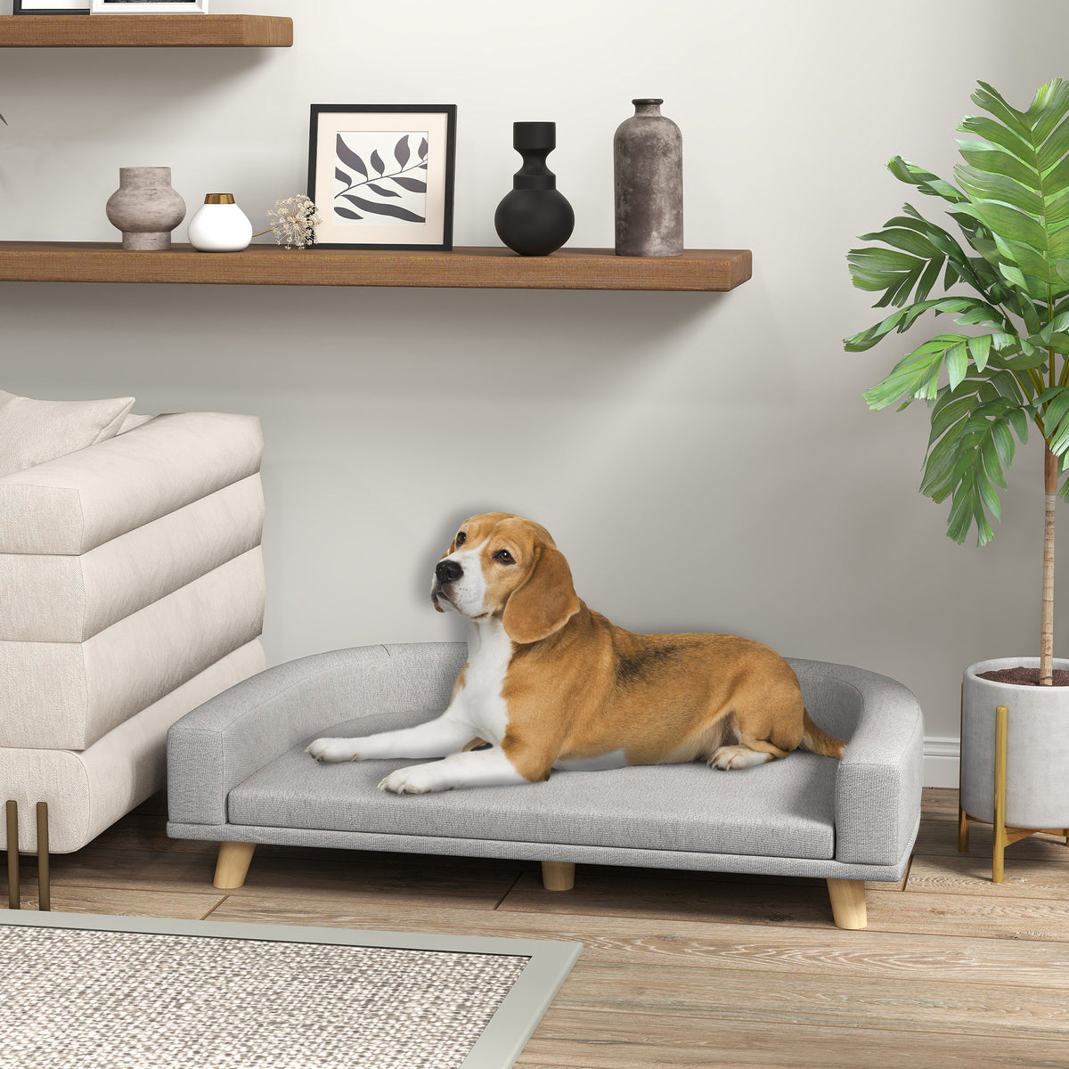 Large Pet Sofa Bed with Washable Cushion - Gray, 780x175x650 mm