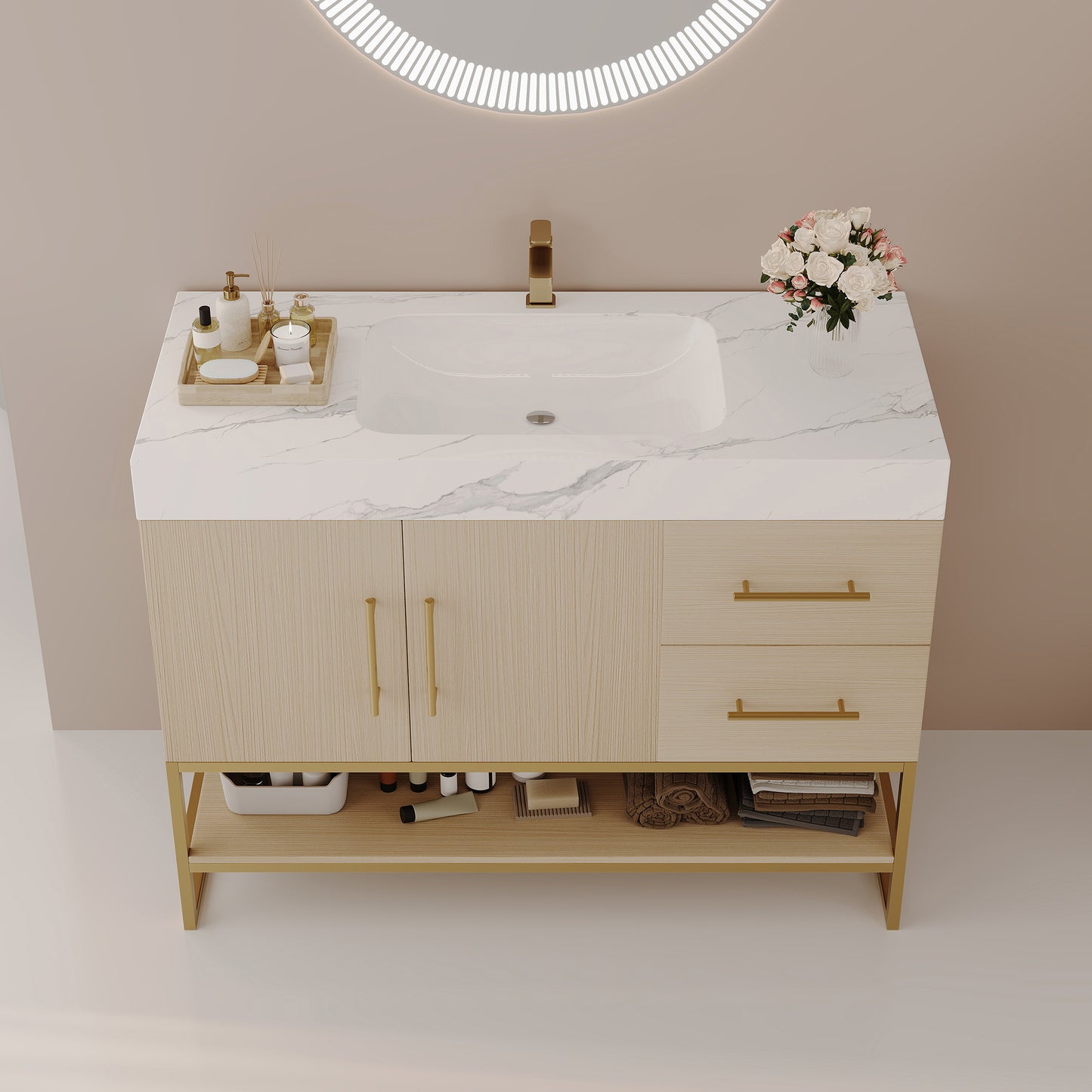 36" Modern Free-Standing Bathroom Vanity with Sintered Stone Top