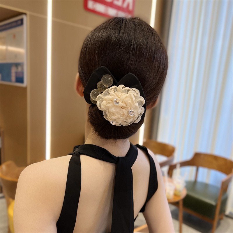 Women's Flower Hairpin with Bow - Tulle
