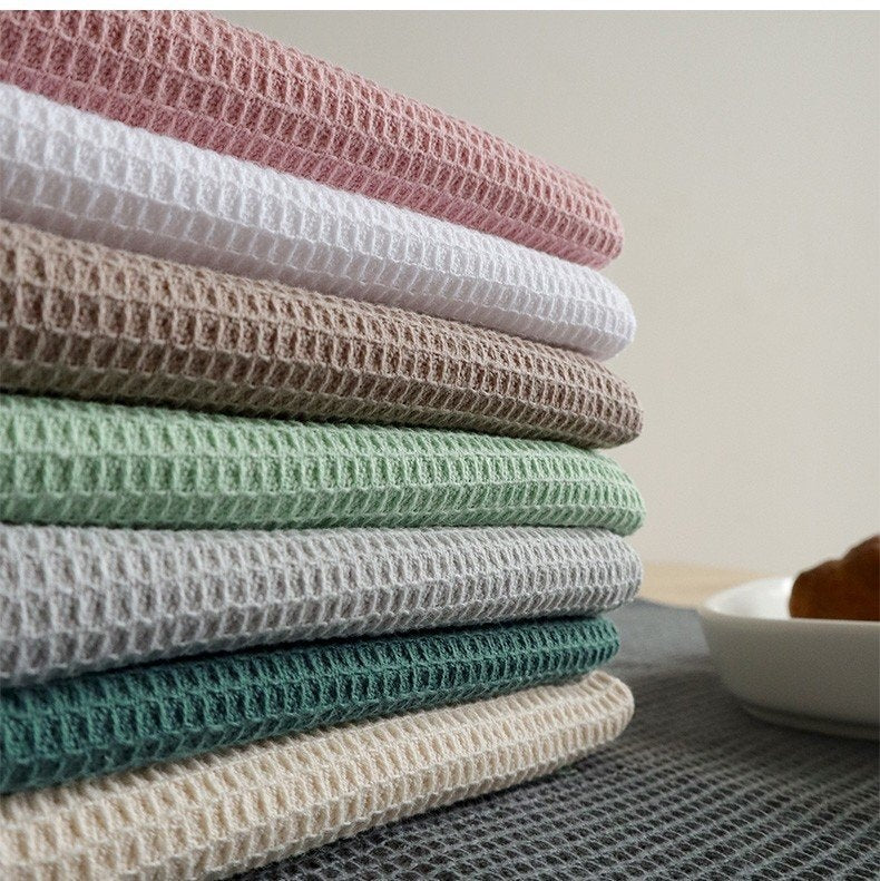 Cotton Rectangular Waffle Tea Towel - Nordic Style Kitchen Linen