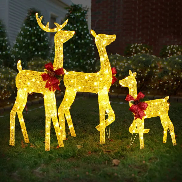 Lighted Christmas Reindeer Family Set - 3-Piece Outdoor Decor