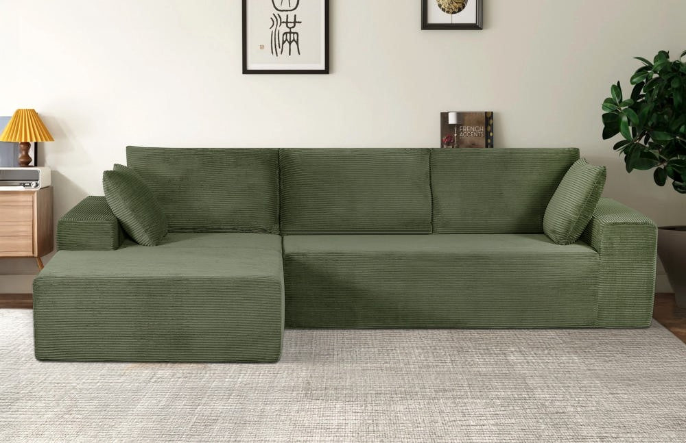 CozyForm Convertible Sectional Sofa In Soft Corduroy, Modern Comfy
