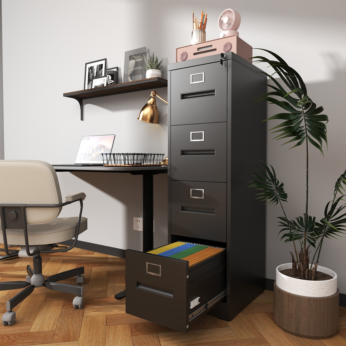 4 Drawer File Cabinet With Lock Metal Vertical Office Home, A4 Legal