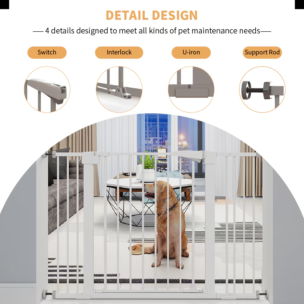 White Child Safety Gate for Baby Door Barrier with Extensions - Baby & Pet Gate