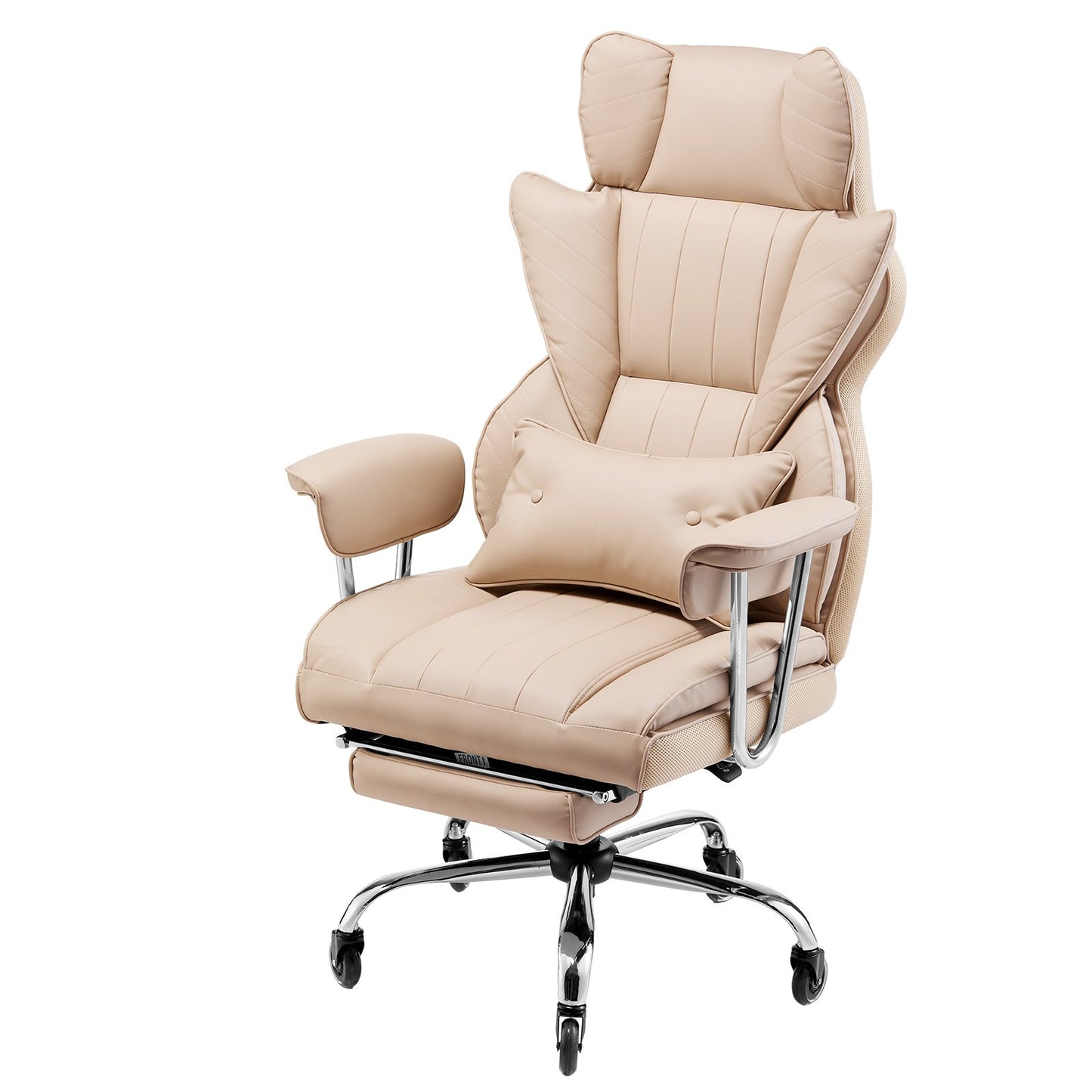 Executive Office Chair with Footrest - 400 Lbs Capacity, Ergonomic Design, Lumbar Support - Khaki