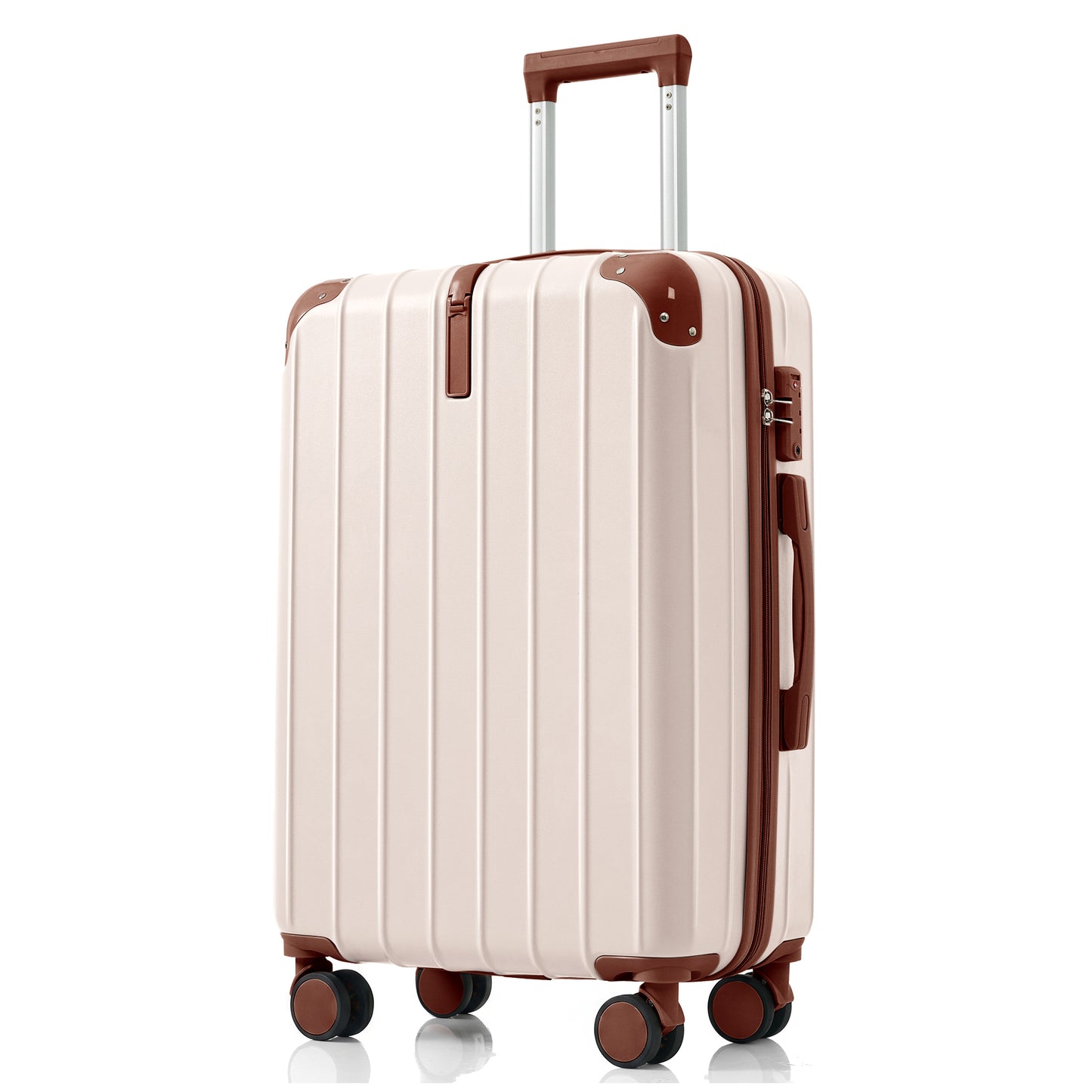 Premium ABS Travel Luggage Set - 3-Piece Suitcase with TSA Lock, Spinner Wheels, Ivory