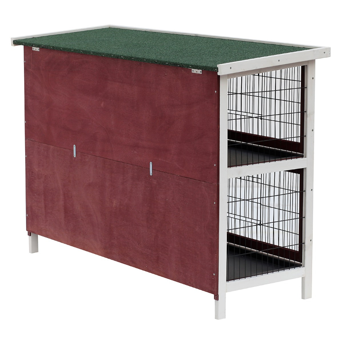 Weatherproof Wooden Rabbit Hutch with Enclosed Run and Pull-Out Trays - 54 Inches