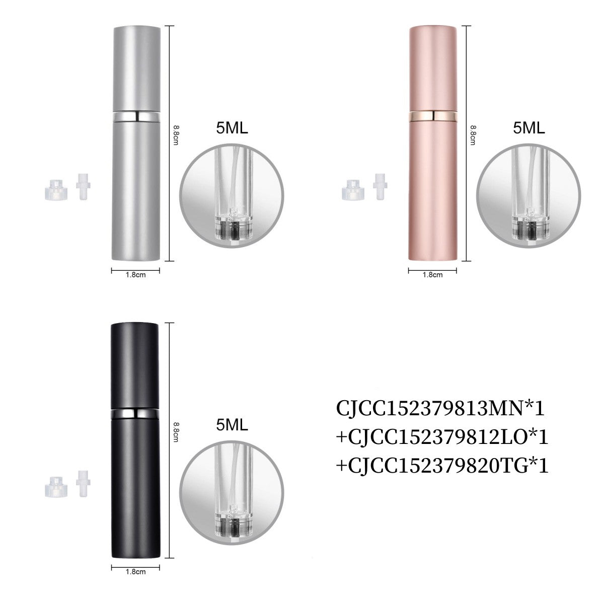 Portable Perfume Sprayer Bottle Set - Refillable Travel Atomizer with 9ML Capacity