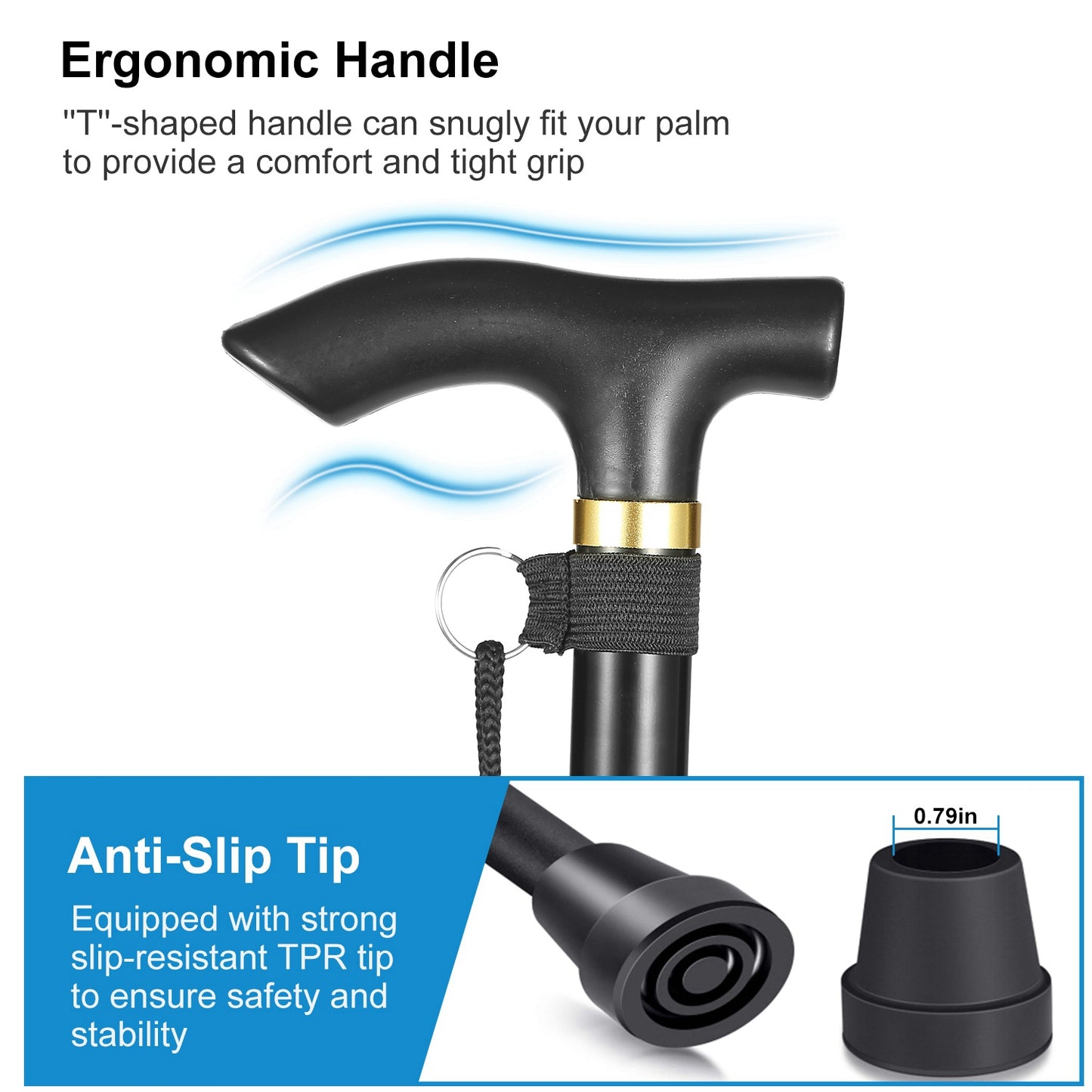 Adjustable Folding Walking Cane - Lightweight Aluminum Alloy