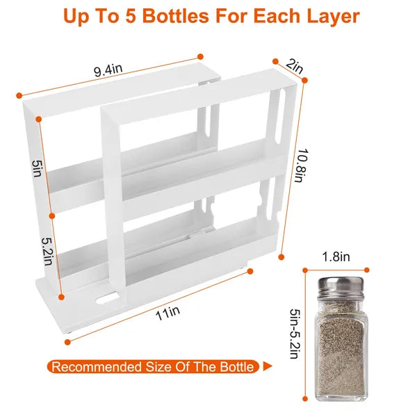 Swivel Cabinet Organizer - Revolving Kitchen Spice Rack, White