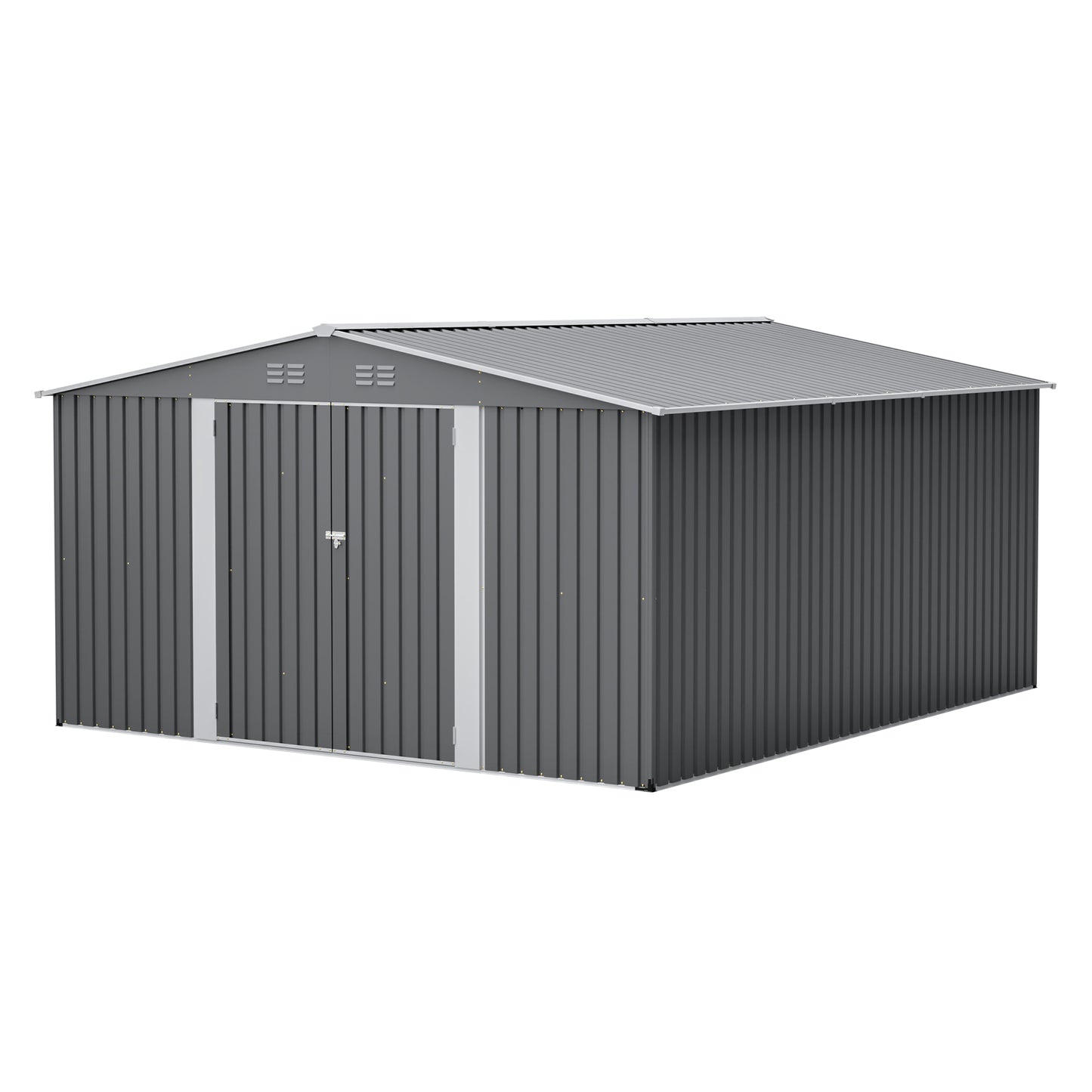 12x14 ft Outdoor Metal Storage Shed - Waterproof Garden Tool Shed