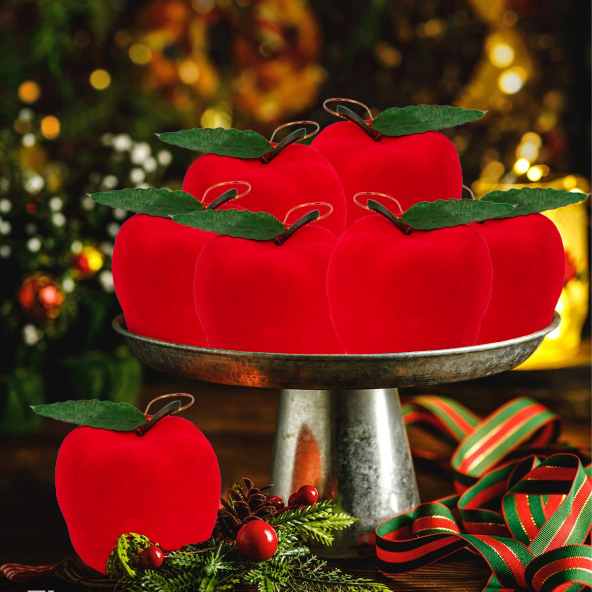 Christmas Apple Ornaments - 12 Pack Red Foam Ball Decorations