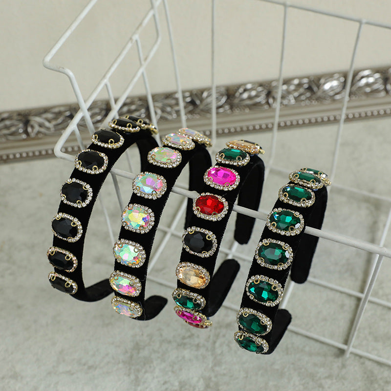 Women’s Fabric Diamond Round Headband with Chain Clip - Stylish Hair Accessory