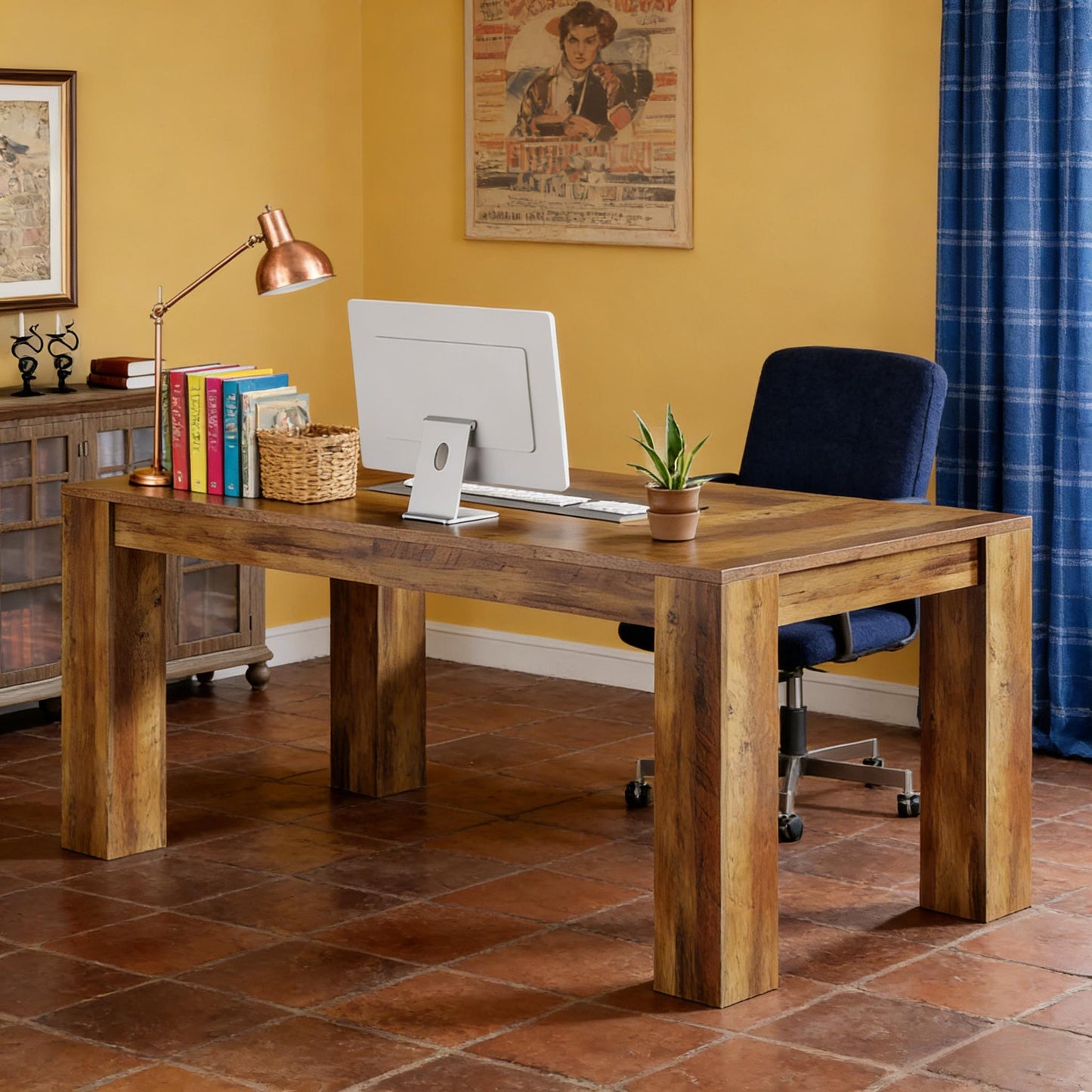 Rustic Brown Computer Desk - Minimalist Writing Table