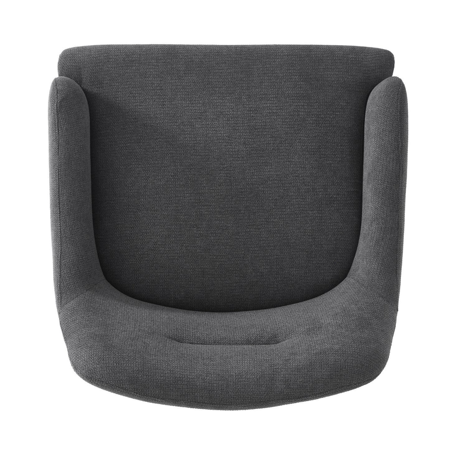 Modern Accent Chair with Curved Backrest and Gold Legs - Dark Gray