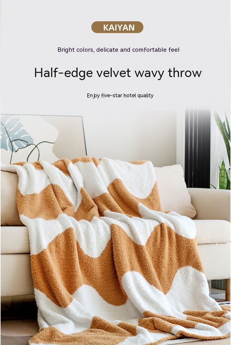 Nordic Style Half Velvet Knitted Sofa Blanket - Home Textiles
