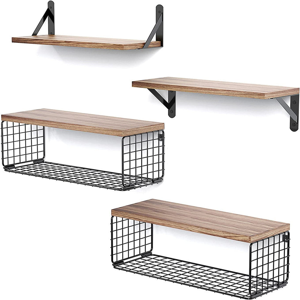 Wooden Shelf for Kitchen & Living Room Storage - 4-Tier Wall Rack