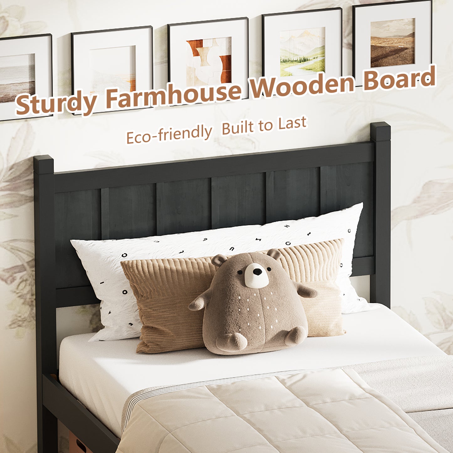 Twin Size Flat Panel Bed With Headboard & Footboard, Minimalist