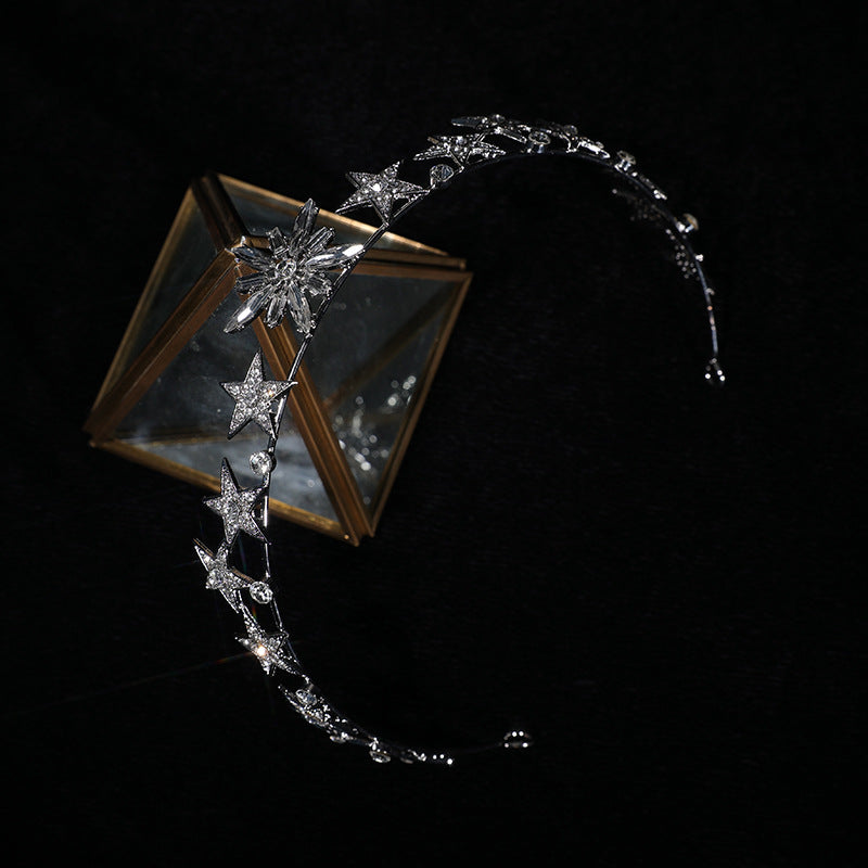 Crystal Crown Baroque Headband - White