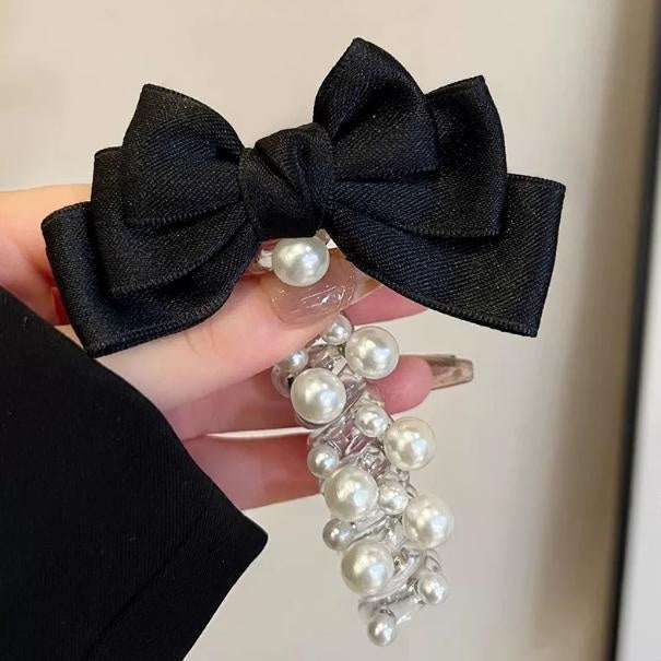Bow-Knot Pearl Bubble Braid Hair Tie for Women