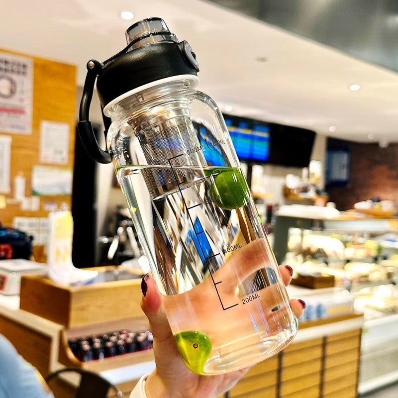 Extra-Large Glass Cup with Tea-Water Separation | Multi-Size & Color