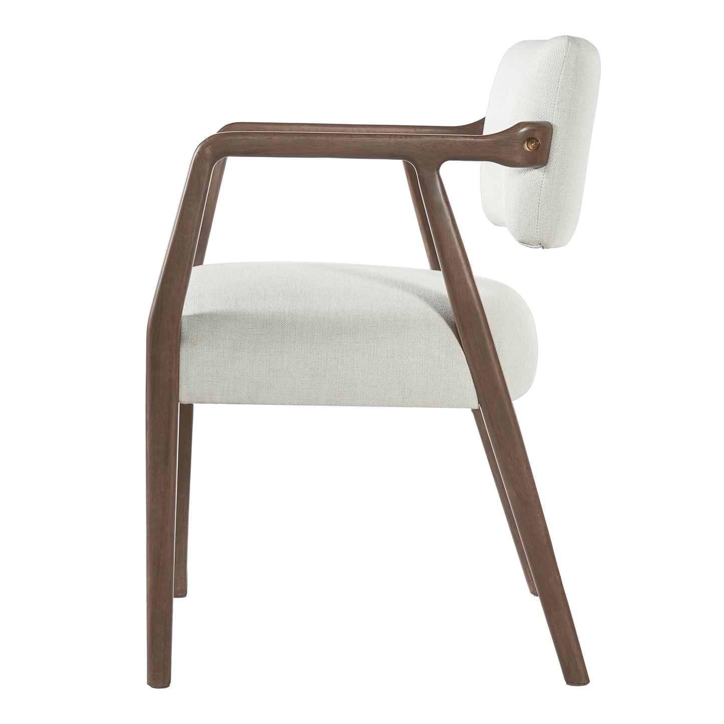 Mid-Century Upholstered Dining Armchair Set - Beige & Brown
