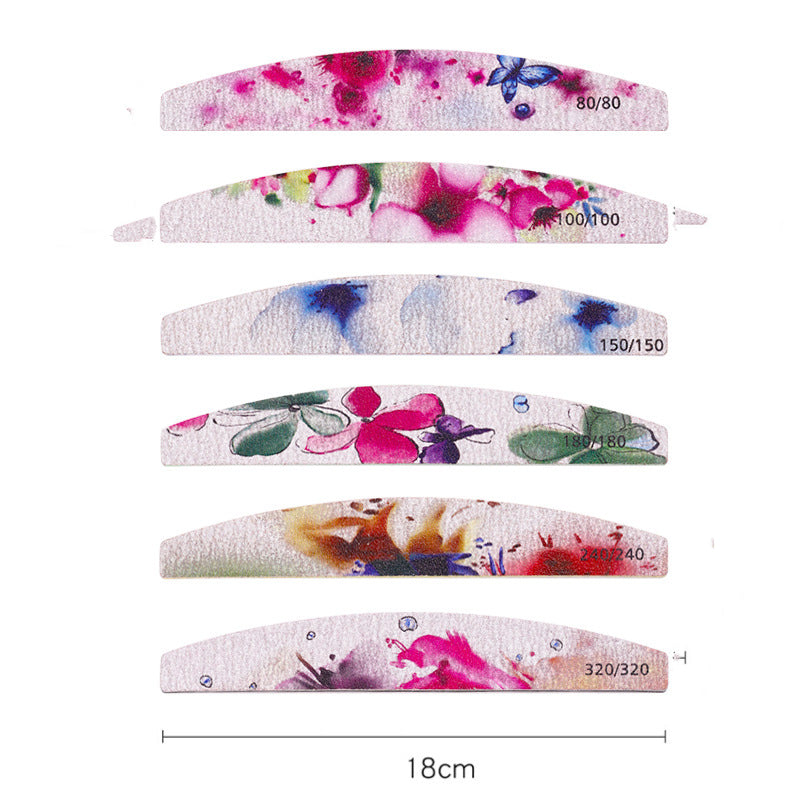 Nail Sand Rubbing Strips for Manicure - 6 Pack Flower Style Nail Art Tools