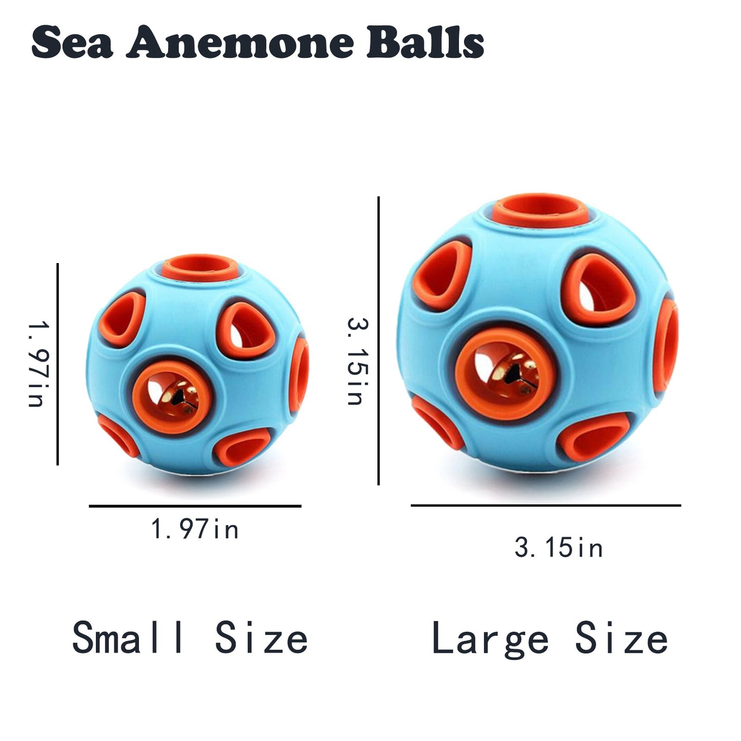 Dog Rubber Ball with Bell Sound 2-Pack - Interactive Pet Chew Toys for Small Dogs