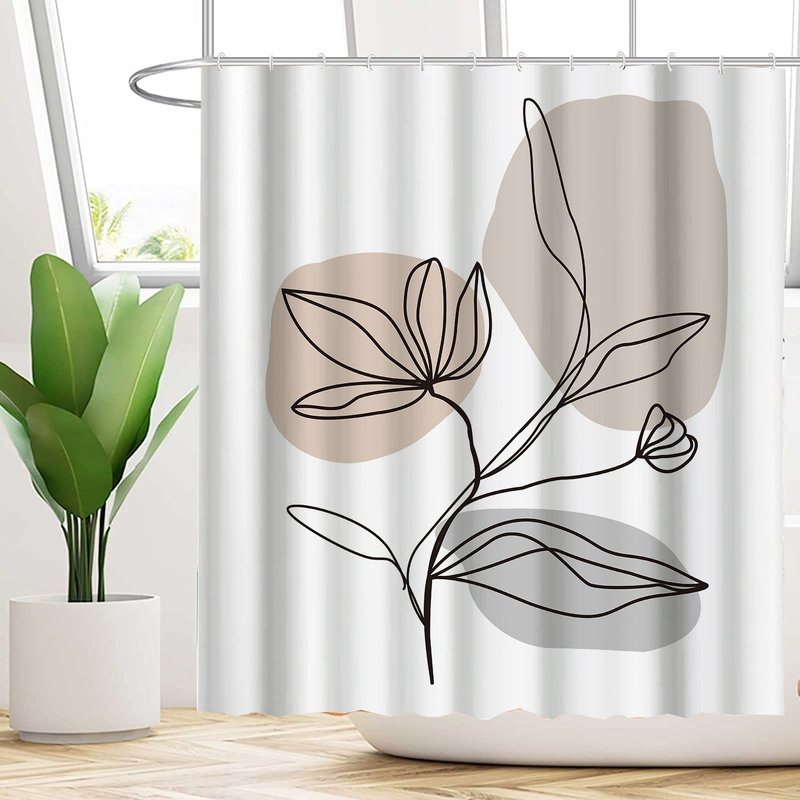 Waterproof Shower Curtain with Flower Pattern - Mildew-Resistant Bathroom Decor