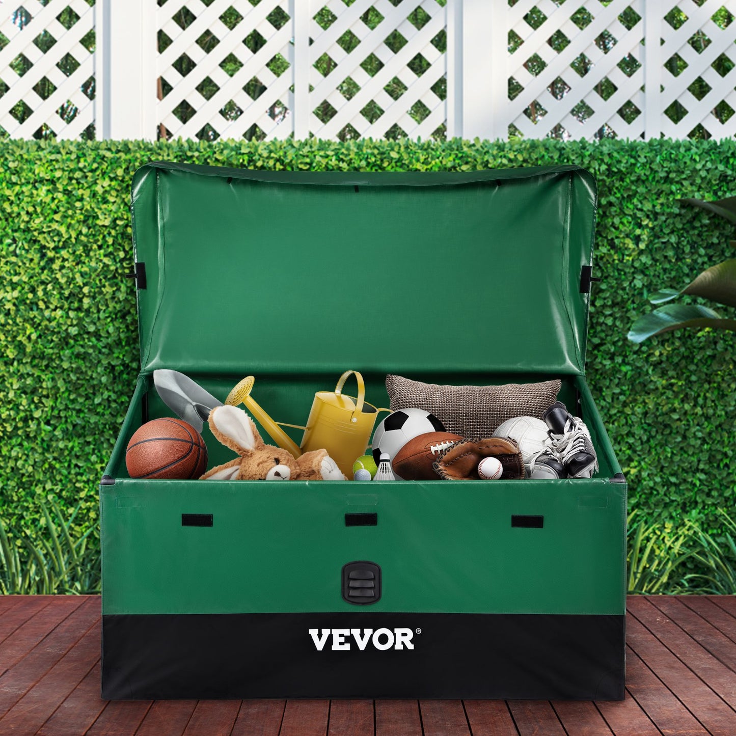 100 Gallon Waterproof Outdoor Storage Box with Galvanized Frame - Patio Deck Storage