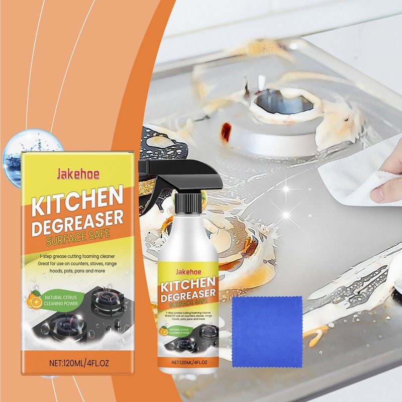 Heavy Oil Stain Remover Cleaner for Kitchen Surfaces - 120ML with Towel