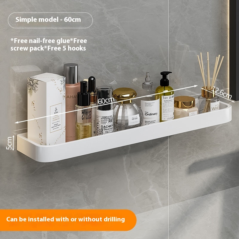 Punch-Free Wall-Mounted Bathroom Storage Rack Aluminum Home Organizer