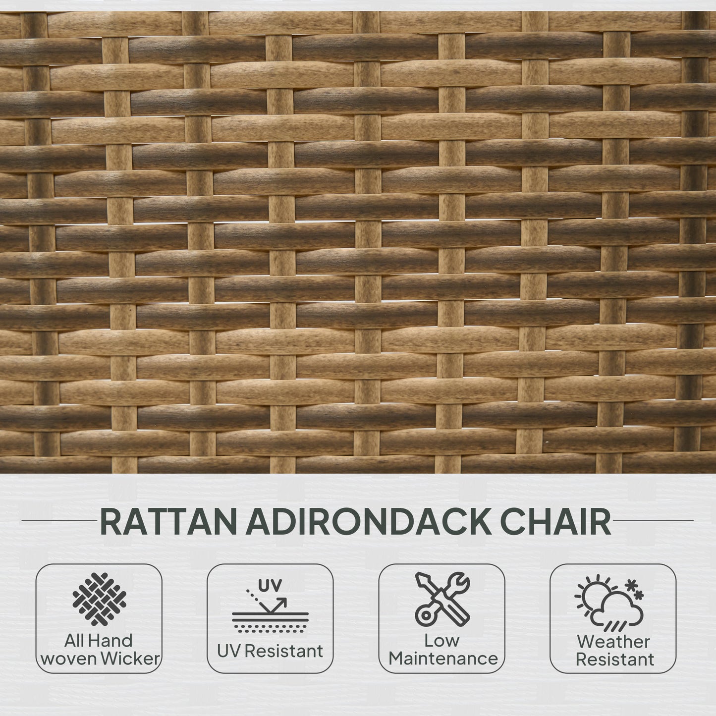 Adirondack Chair with Rattan Wicker and Soft Cushions - Dark Blue