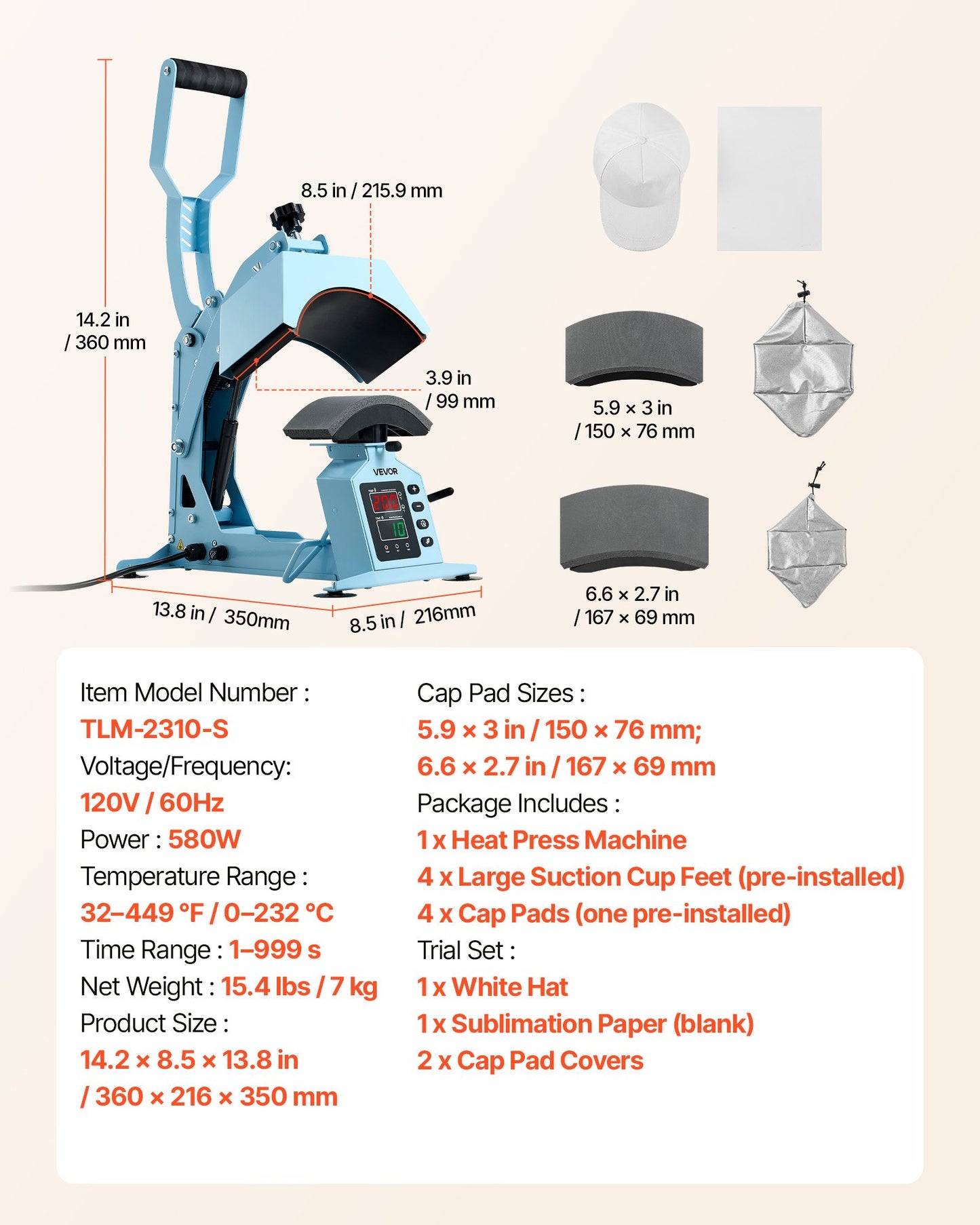 Hat Heat Press Machine with 2 Interchangeable Platens, Caps Stretcher & Precise Temp Control