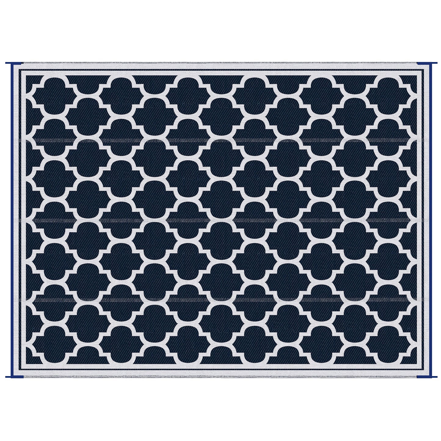 Reversible Waterproof Outdoor Rug - 9x12 Blue & White Mat for Camping, Picnic, Beach
